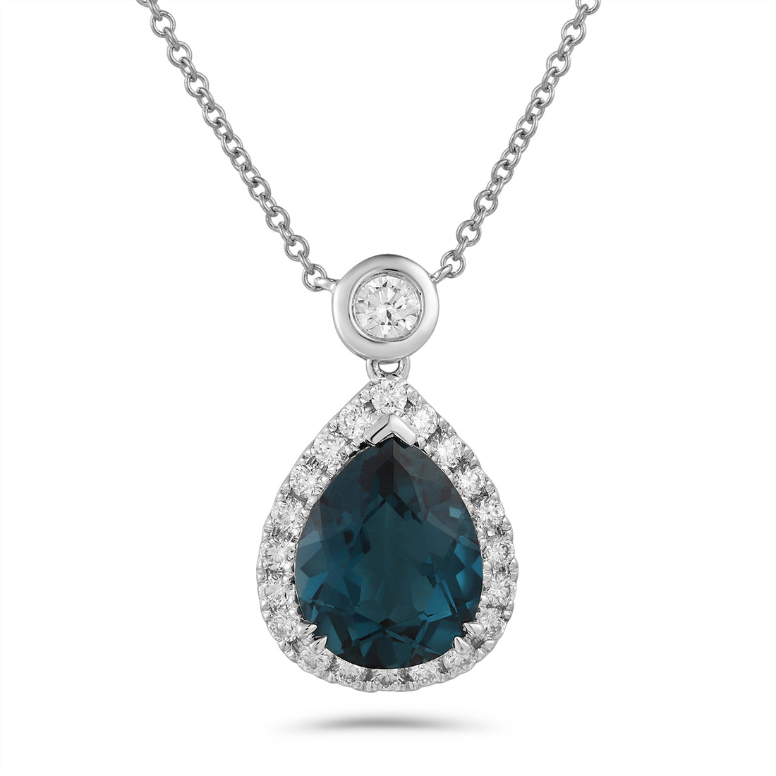 Blue Topaz and Diamond Necklace