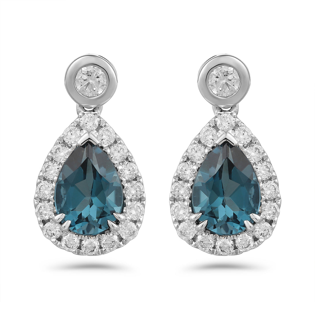 Blue Topaz and Diamond Earrings
