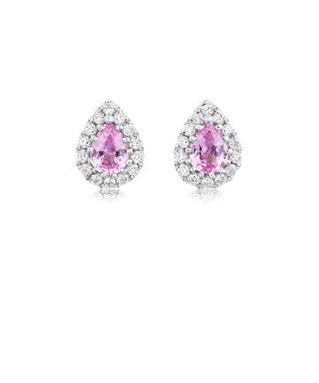 Pink Sapphire and Diamond Earrings