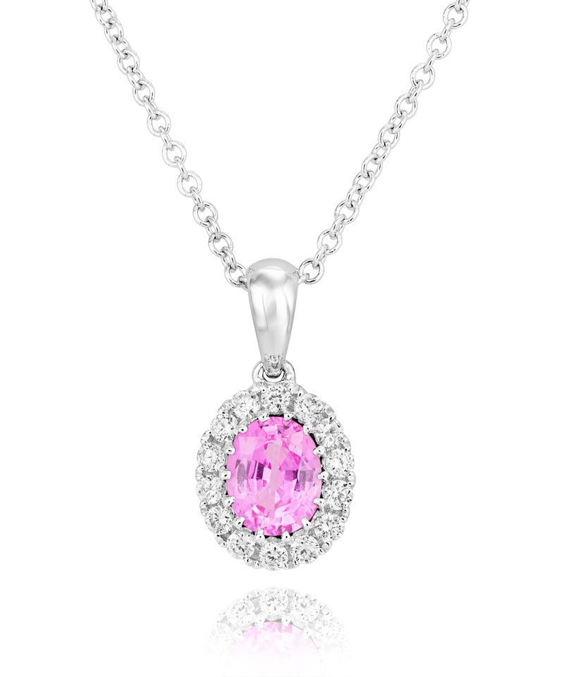 Pink Sapphire and Diamond Pendant