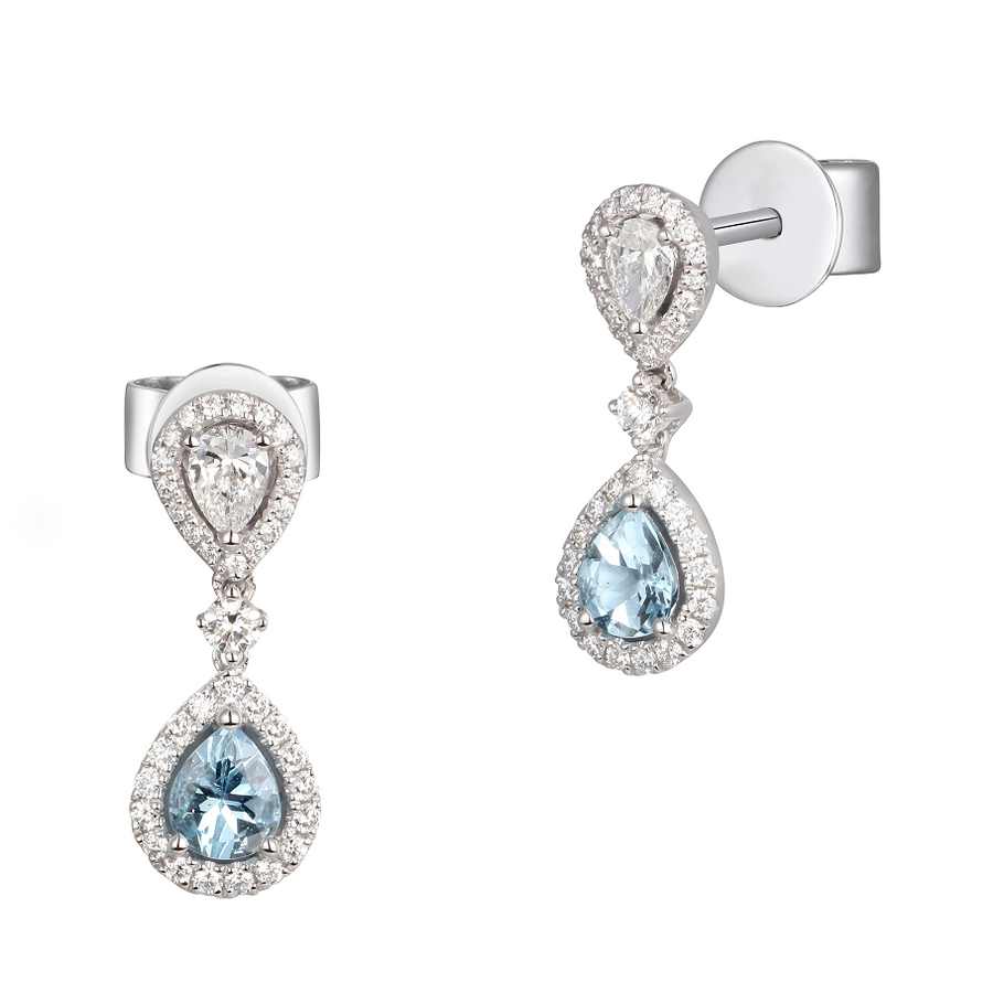 Aquamarine and Diamond Earrings