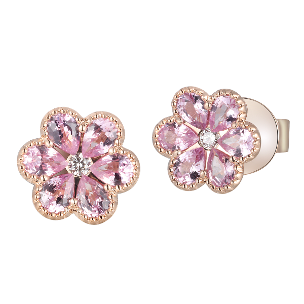 Pink Sapphire and Diamond Earrings