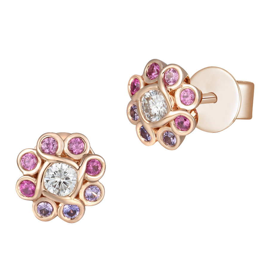 Fancy Sapphire and Diamond Earrings