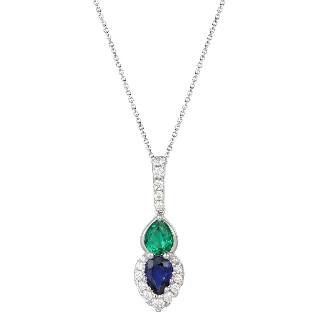 Emerald, Sapphire and Diamond Pendant