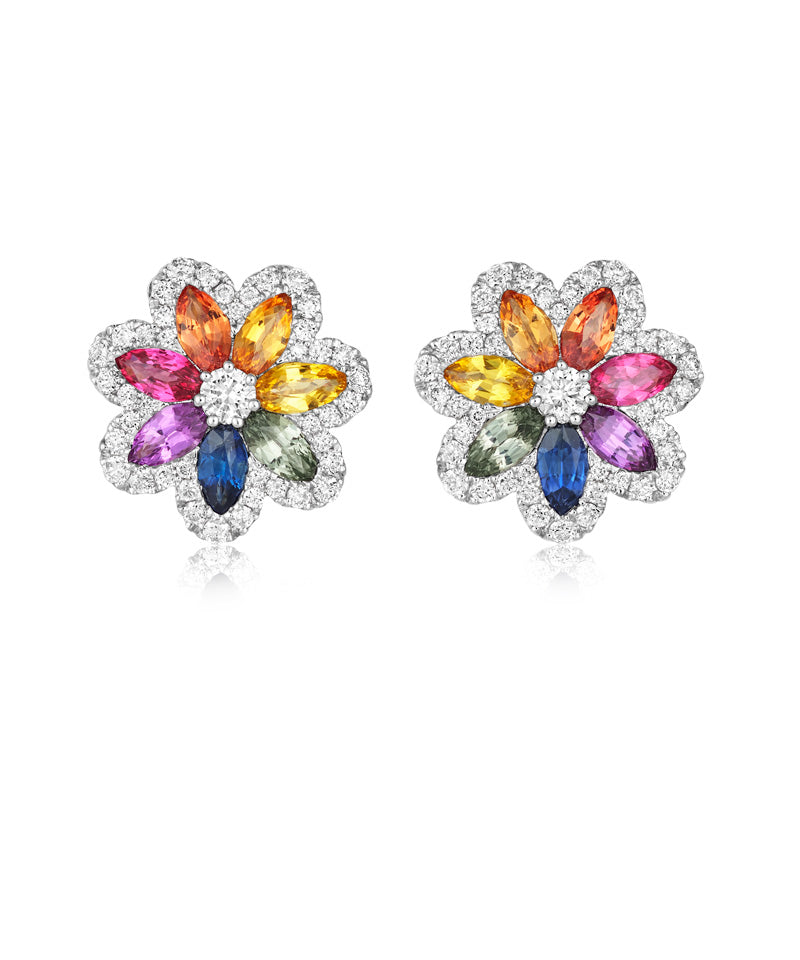Fancy Sapphire and Diamond Earrings