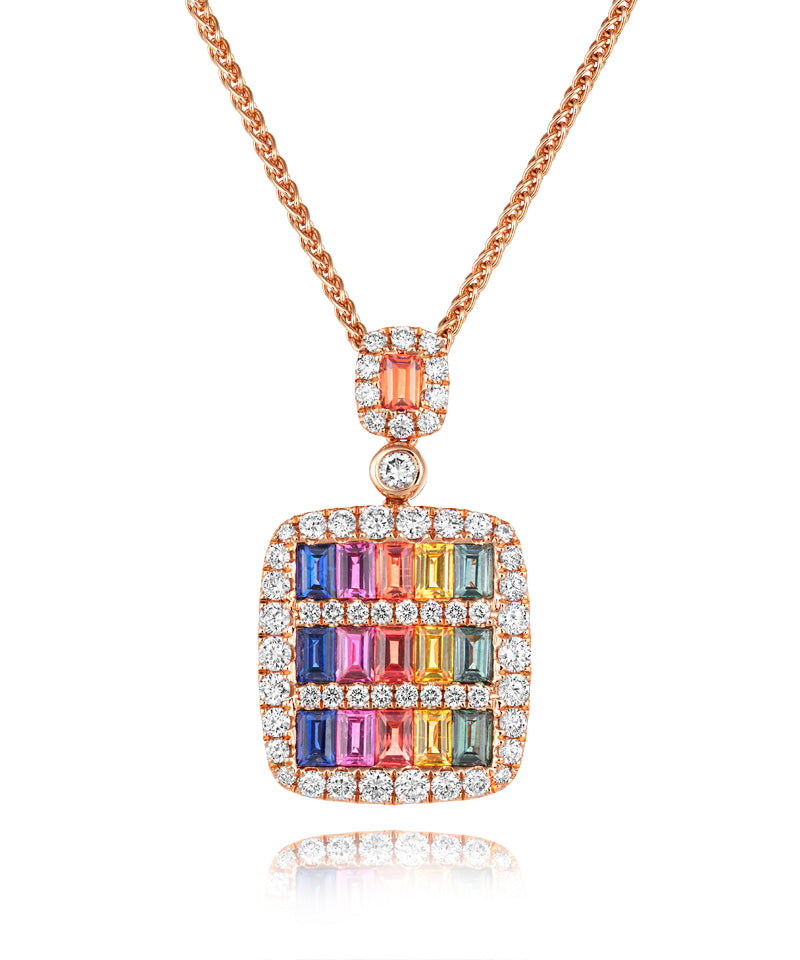 Fancy Sapphire and Diamond Pendant