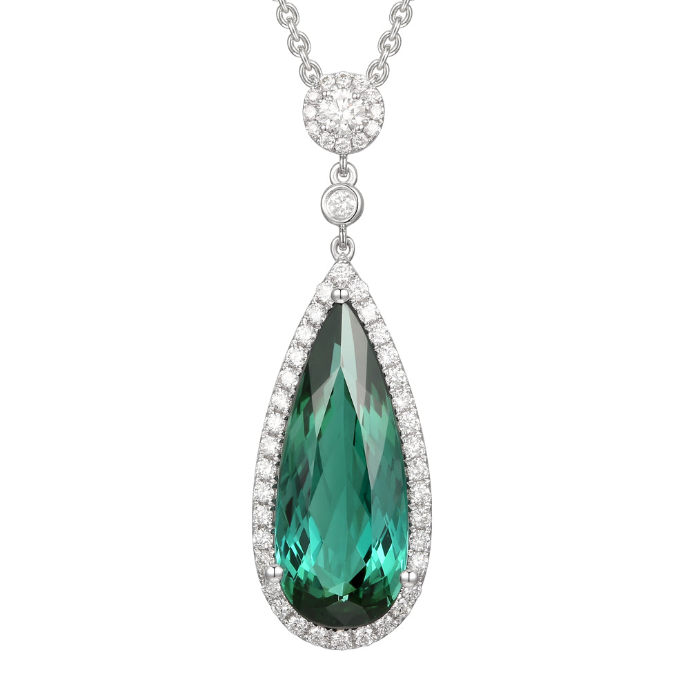 Green Tourmaline and Diamond Pendant