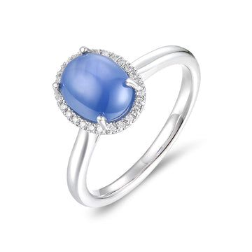 Star Sapphire and Diamond Ring