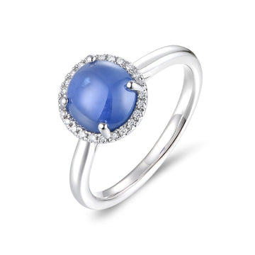 Star Sapphire and Diamond Ring