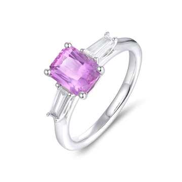 Pink Sapphire and Diamond Ring