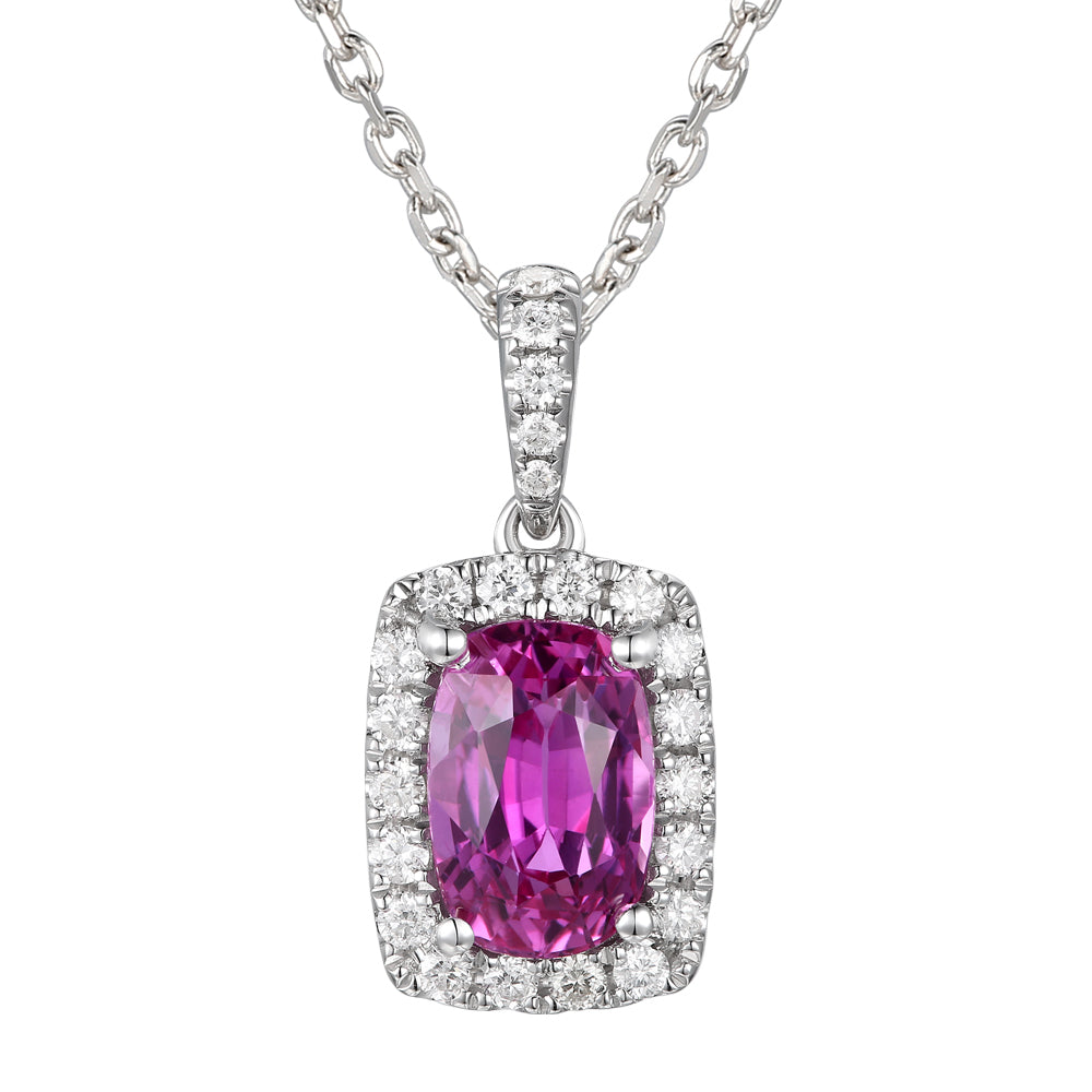 Pink Sapphire and Diamond Pendant