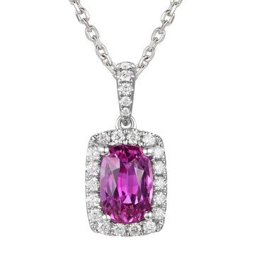 Pink Sapphire and Diamond Pendant