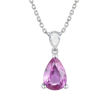 Pink Sapphire and Diamond Pendant