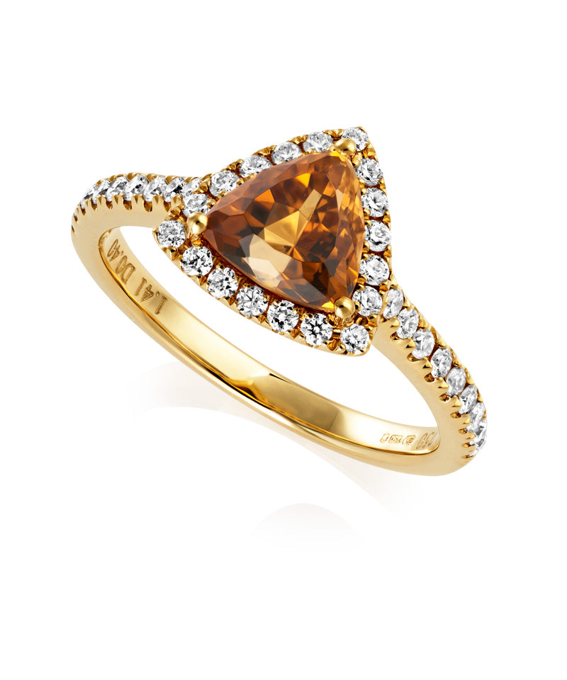 Orange Tourmaline and Diamond Ring