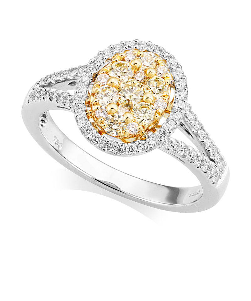 Yellow Diamond and Diamond Ring