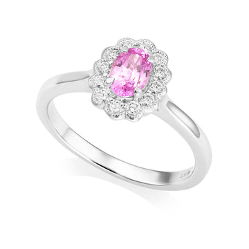 Pink Sapphire and Diamond Ring