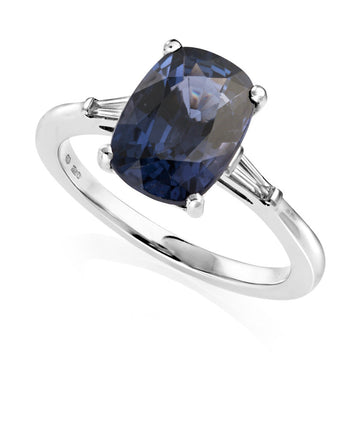 Blue Spinel and Diamond Ring