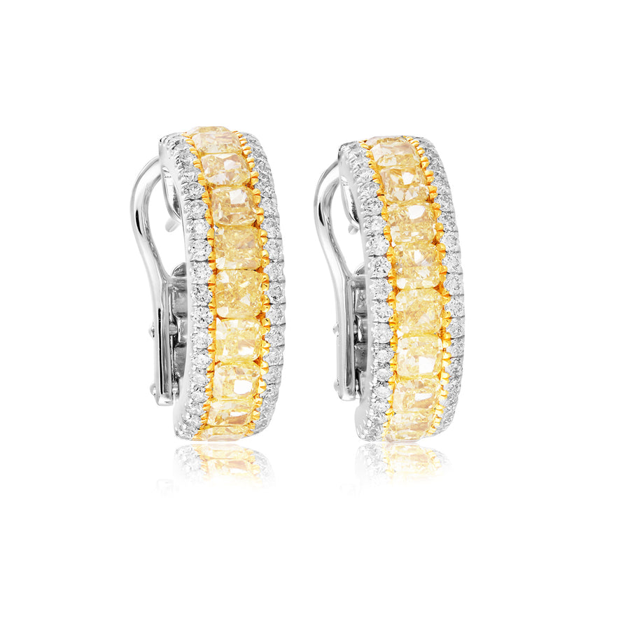 Yellow Diamond and Diamond Earrings