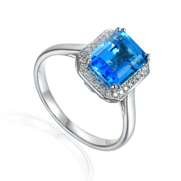 Blue Topaz and Diamond Ring