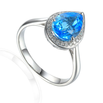 Blue Topaz and Diamond Ring