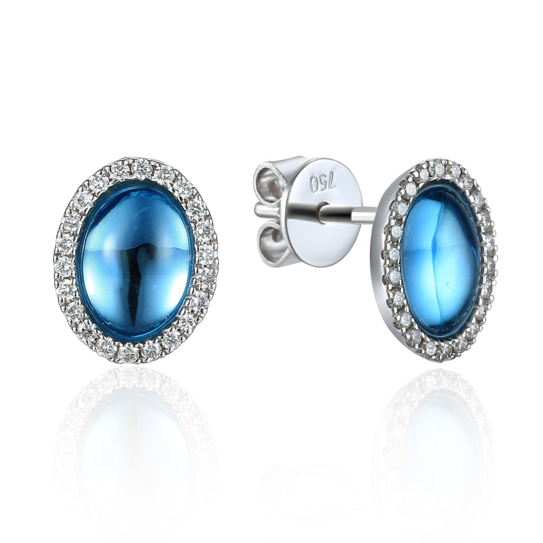 Blue Topaz and Diamond Earrings