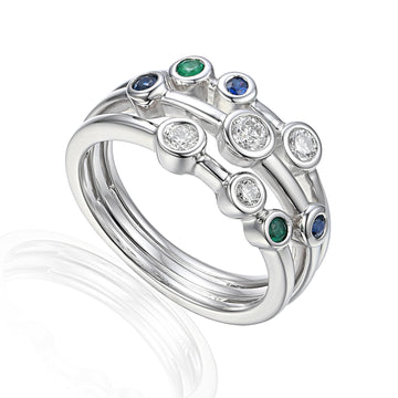 Emerald, Sapphire and Diamond Ring