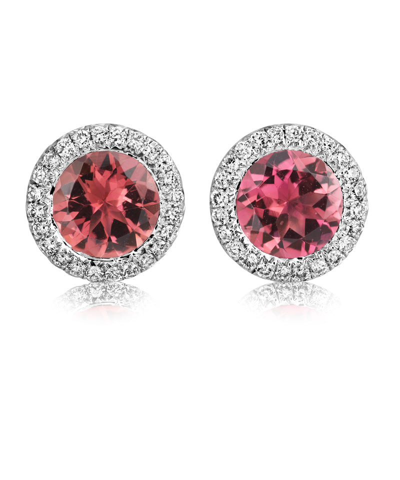 Pink Tourmaline and Diamond Earrings