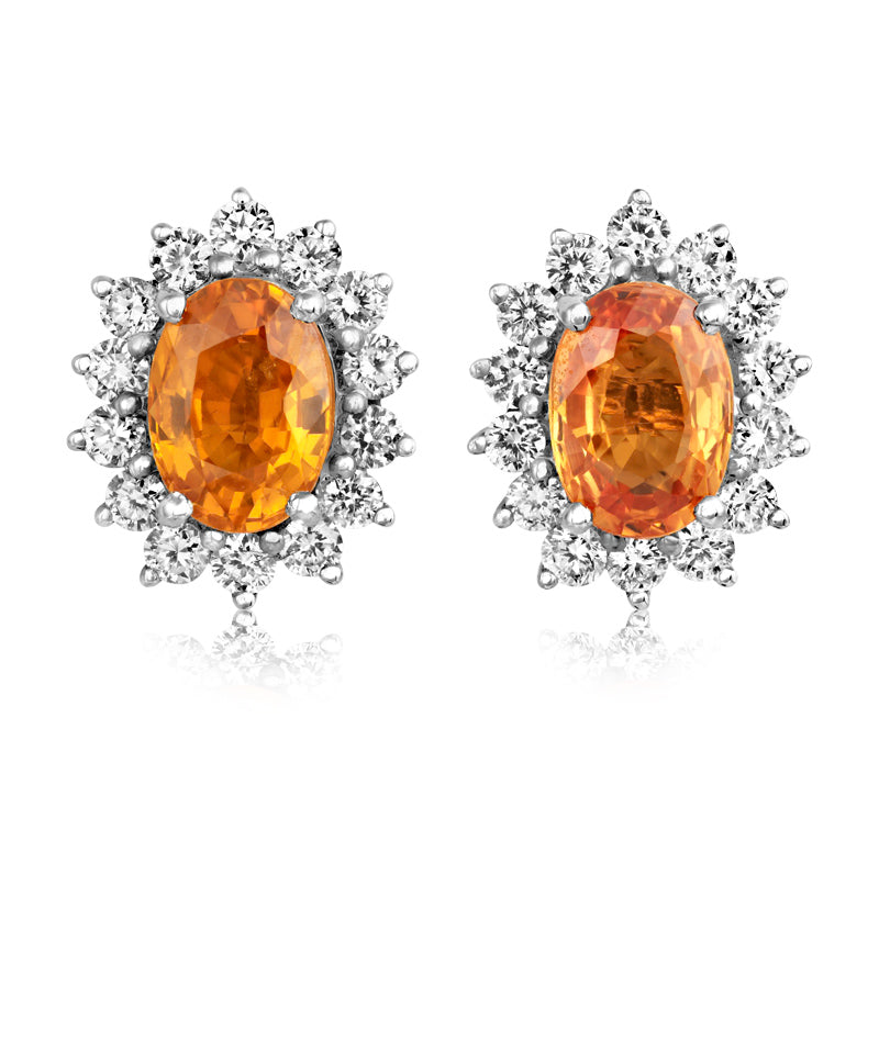 Yellow Sapphire and Diamond Earrings