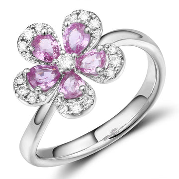 Pink Sapphire and Diamond Ring