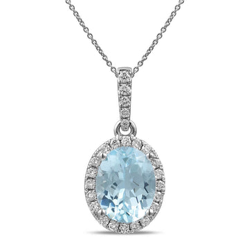 Aquamarine and Diamond Pendant